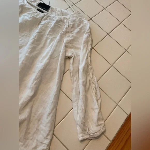 Cynthia Rowley White quarter sleeve classic elegant fall winter Blouse shirt - Picture 6 of 11